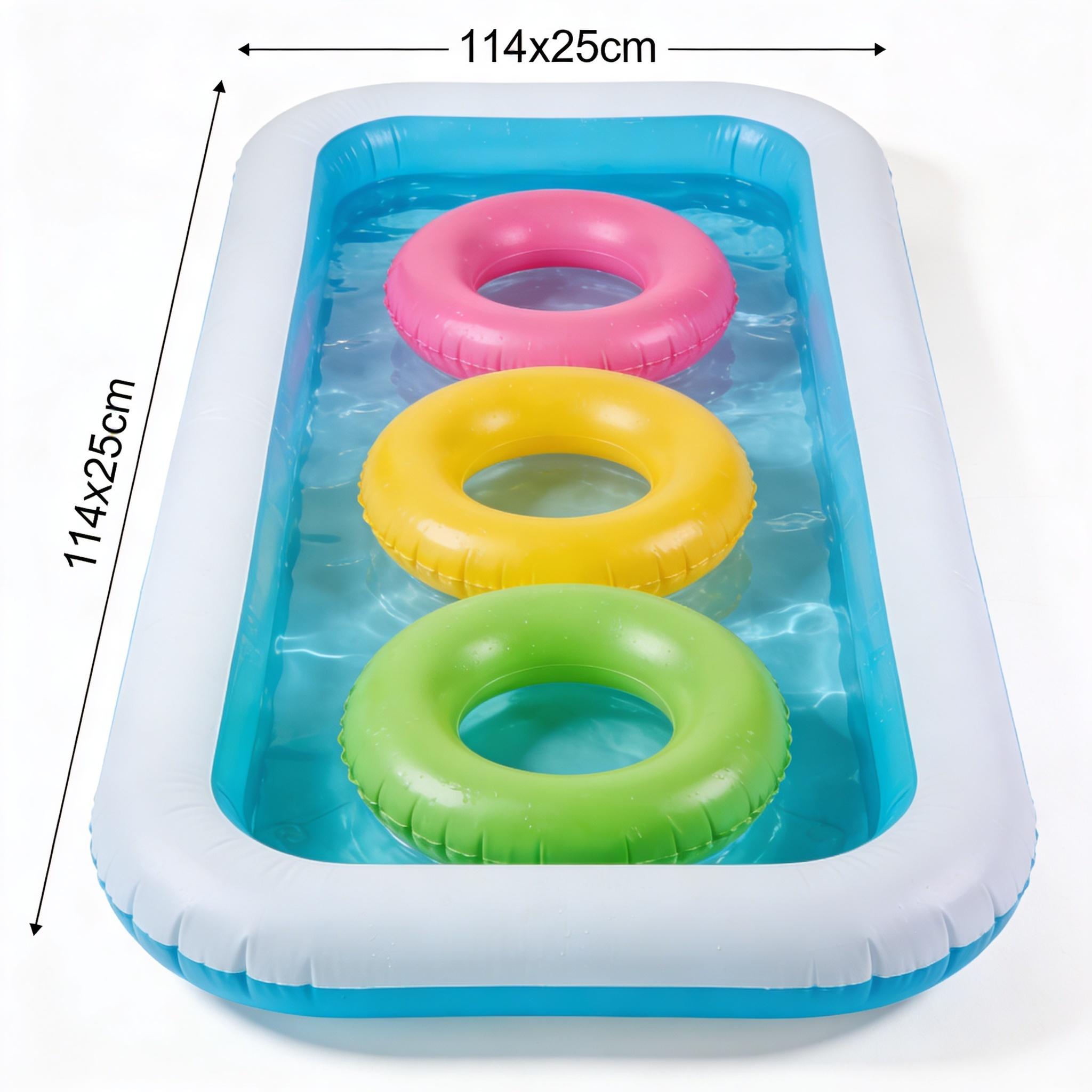 Edith Jac Piscina Gonfiabile a 3 Anelli, Rosa, Giallo, Verde, 114 x 25 cm, 57412