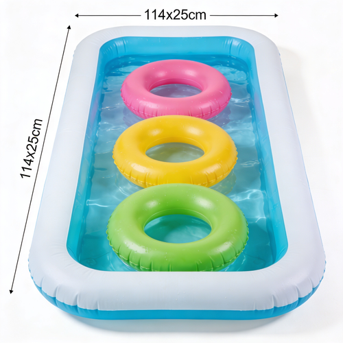 Edith Jac Piscina Gonfiabile a 3 Anelli, Rosa, Giallo, Verde, 114 x 25 cm, 57412