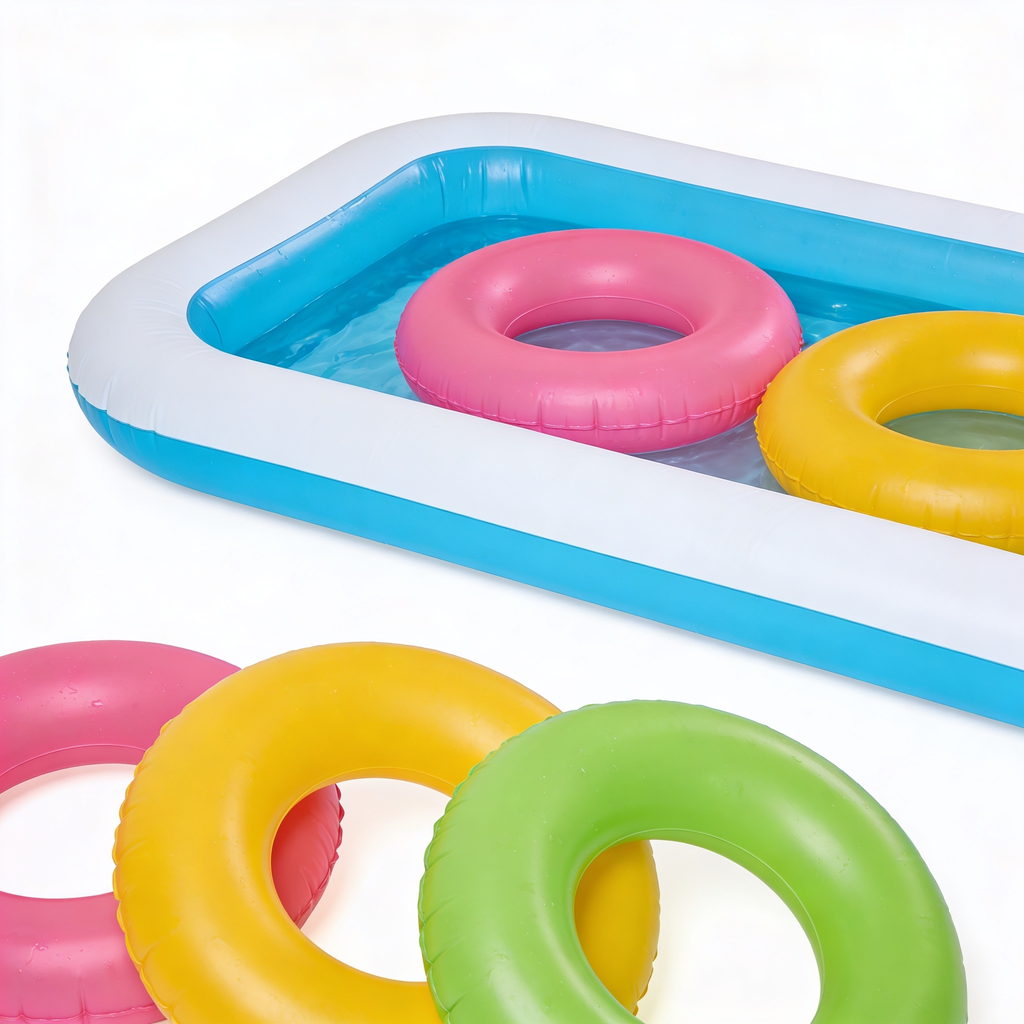 Edith Jac Piscina Gonfiabile a 3 Anelli, Rosa, Giallo, Verde, 114 x 25 cm, 57412